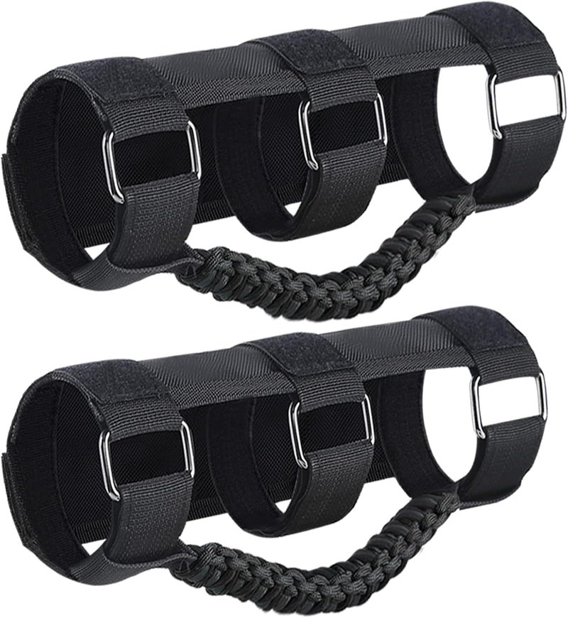 KOOLYNHO Roll Bar Grab Handles Hand Grips Accessories Paracord Hand Grab for Jeep Wrangler JL JK TJ YJ Gladiator Sahara Rubicon Unlimited (Black 2 Pack) - Image 1